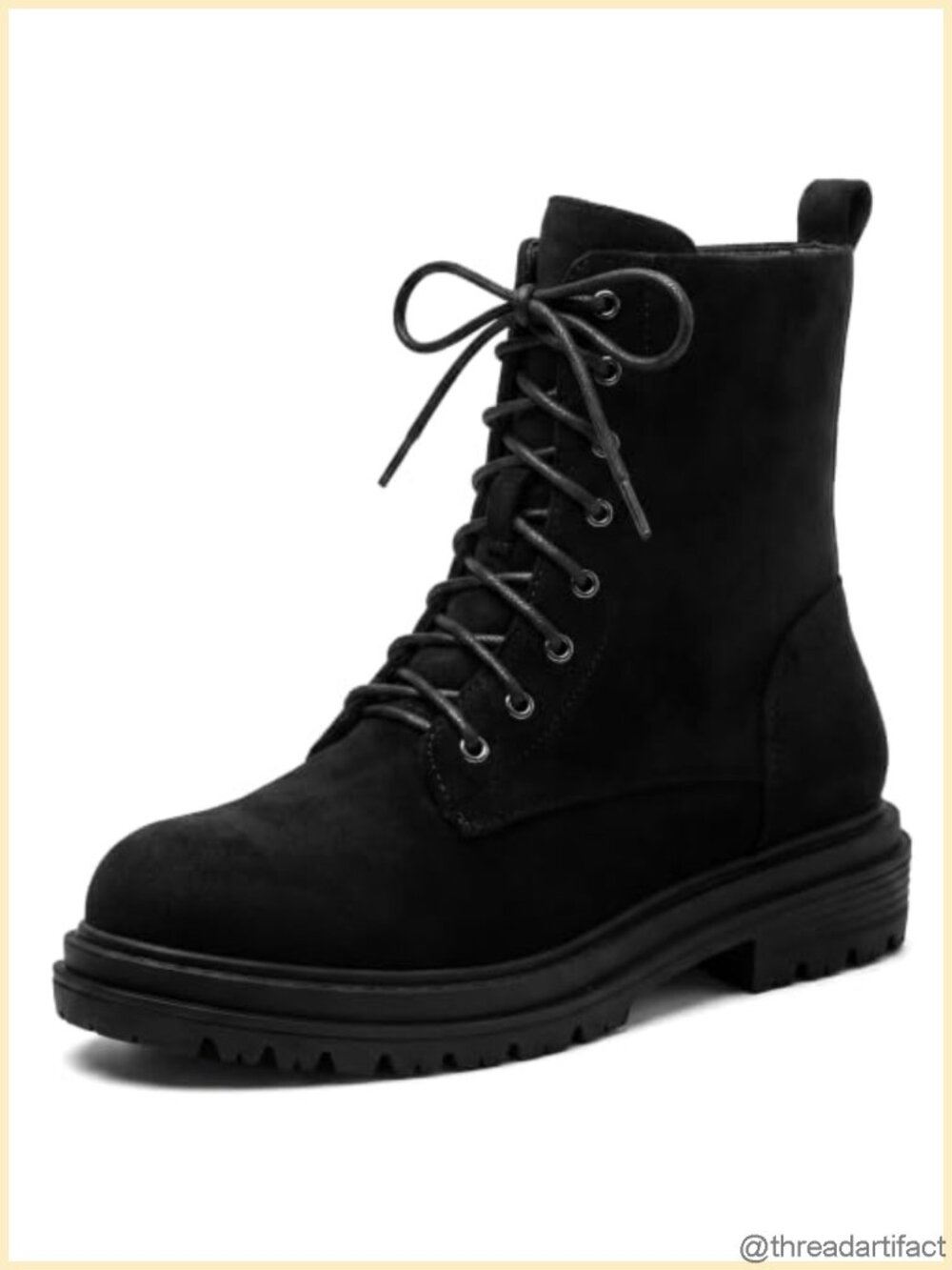 Faux Suede Platform Combat Boots Lace Up Side Zip Ankle Booties